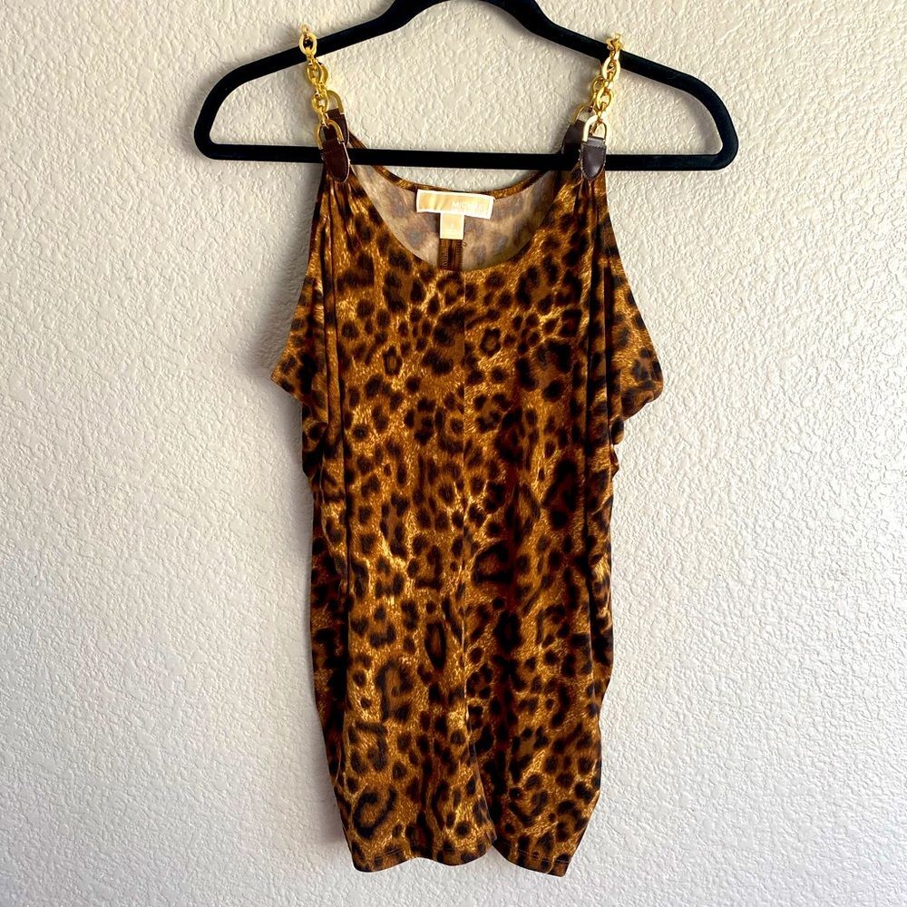 Michael Kors Leopard Print Chain Strap Top – Size Small